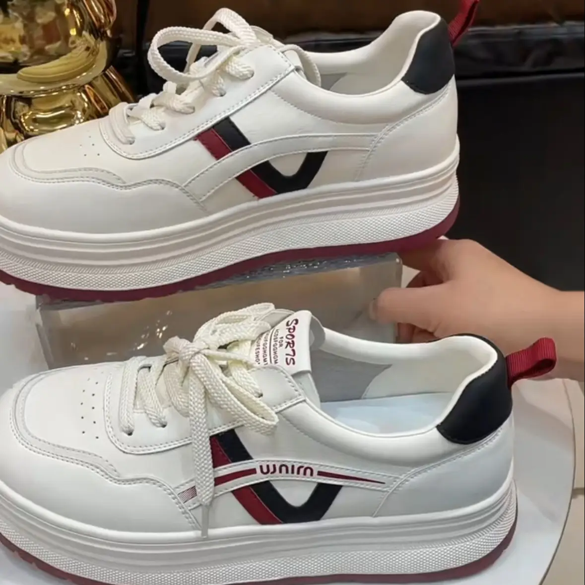 小个子系带厚底小白鞋女时尚休闲新款43