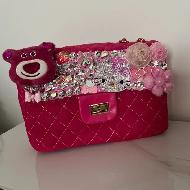 轻奢小香风镶钻手提单肩斜挎女包时尚百搭重工小方包