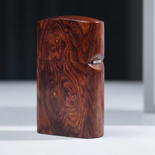 海南黄花梨整木掏空大黑线瘤疤翻盖款防风打火机