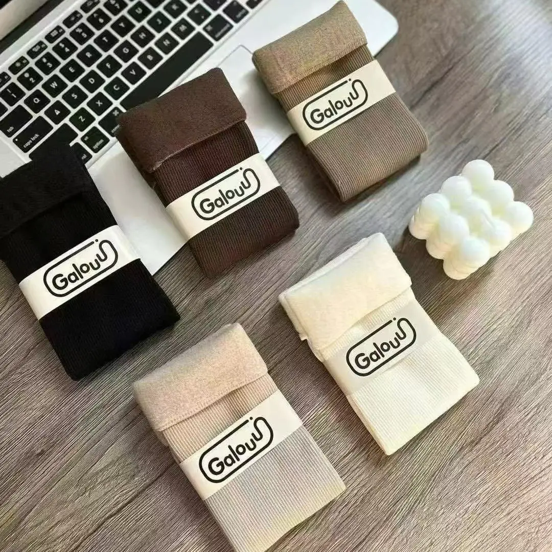 秋冬保暖加绒加厚雪地袜女中筒袜舒适防寒10双