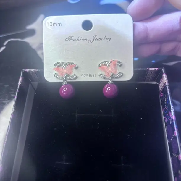 合金耳饰 红色镶钻耳钉韩小众 0399 设计感气质百搭耳环耳饰品