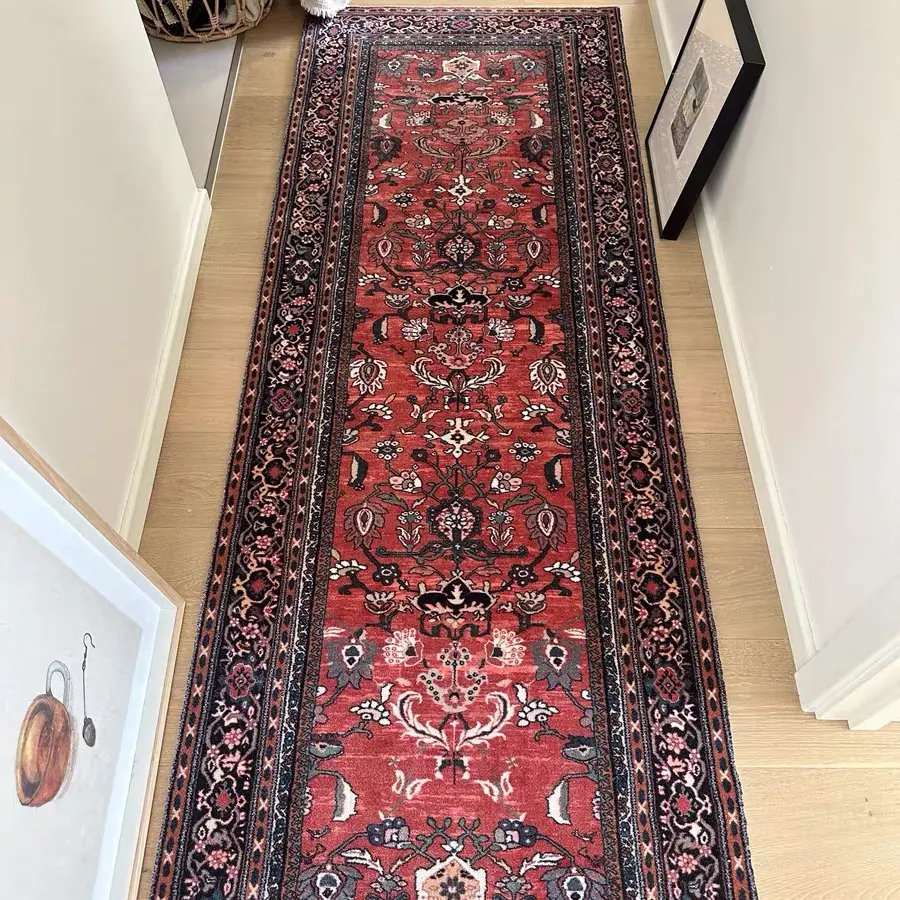 高端红色长条楼道走廊地毯酒店过道入户玄关耐脏复古定制地垫