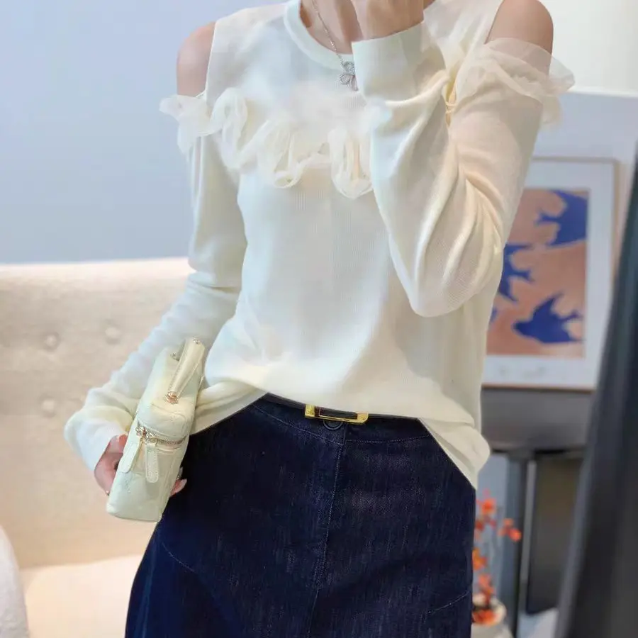 新款露肩网纱针织