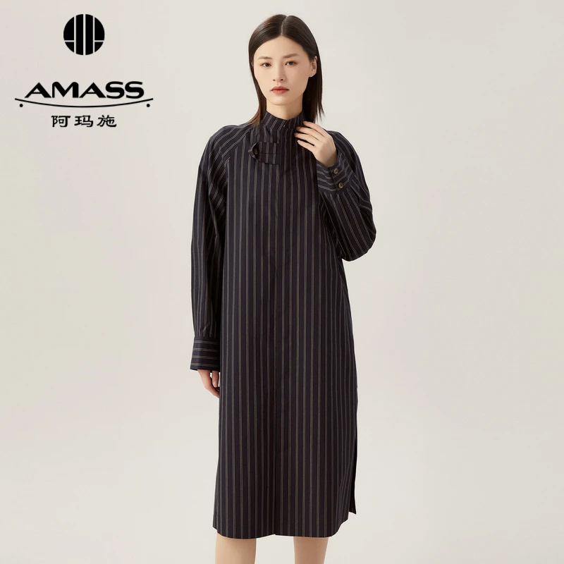 AMASS/阿玛施新款春夏女装休闲气质裙子条纹洋装连衣裙5500455