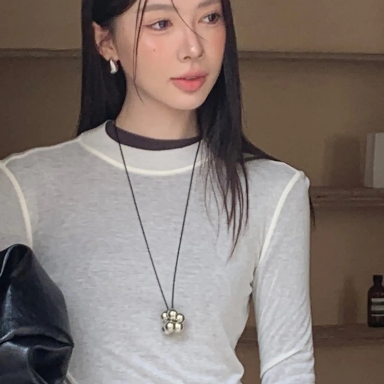 25秋冬天丝羊毛小立领修身显瘦长袖内搭高端打底衫女