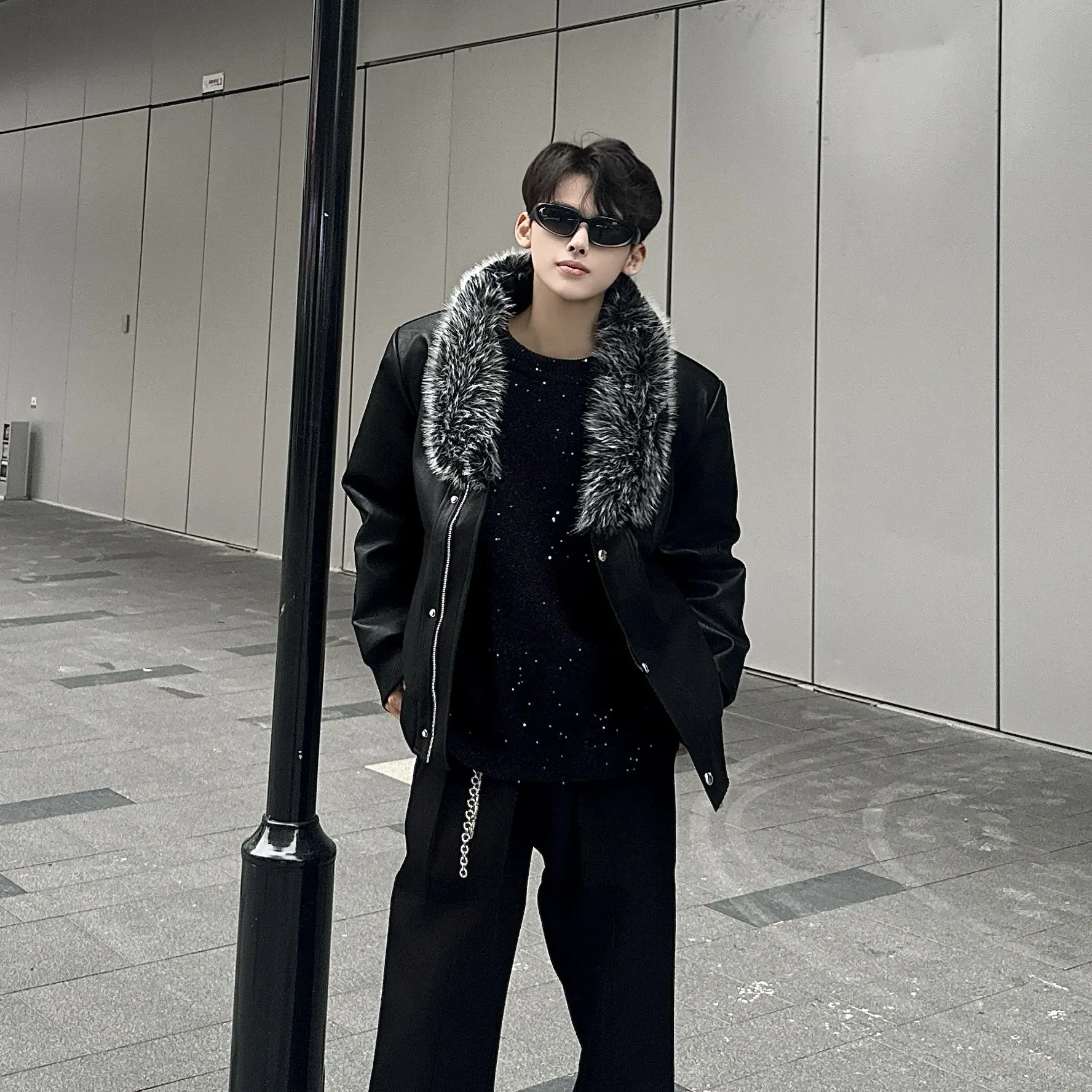 座山雕设计翻毛领加绒加厚棉服冬季保暖短款高级感男士工装外套