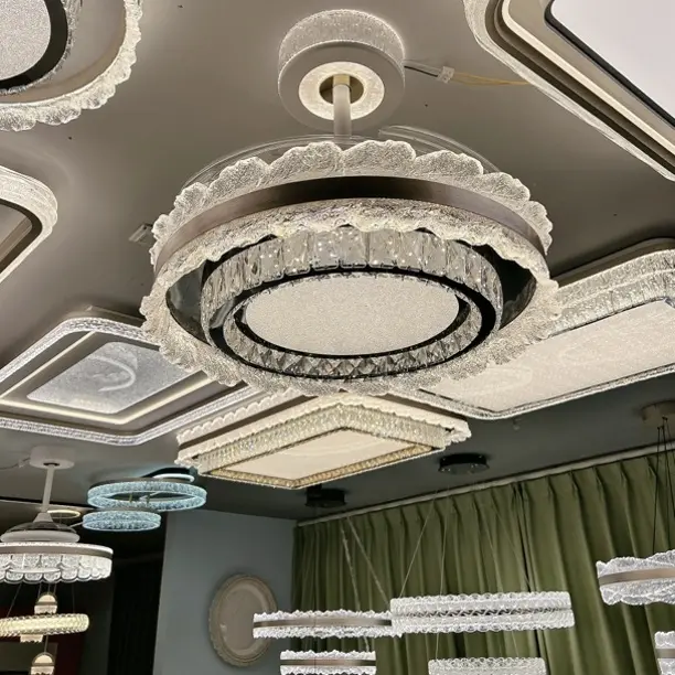 新款百财隐形风扇灯现代简约大气轻奢八方来财卧室灯饭厅风扇吊灯