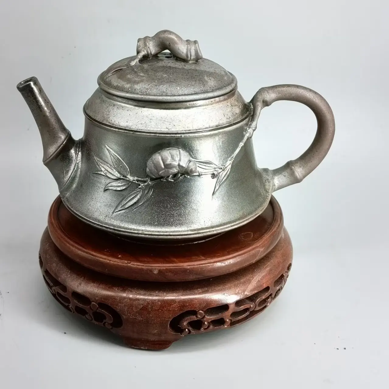 大容量家用手工中式纯银紫皮功夫茶壶茶具竹节壶精美泡茶壶