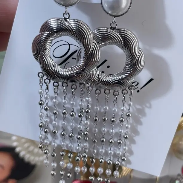 合金仿珍珠耳饰 630新款镂空手工流苏长款中东风百搭个性耳环气质