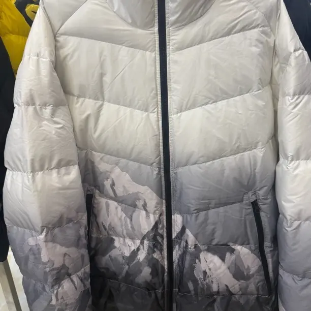 男士休闲风立领拼色渐变短款鹅绒保暖羽绒服外套