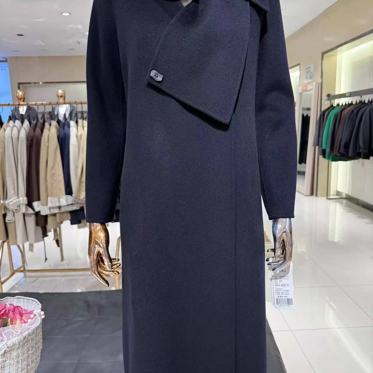 秋冬新款慵懒宽松双面中长款羊绒大衣