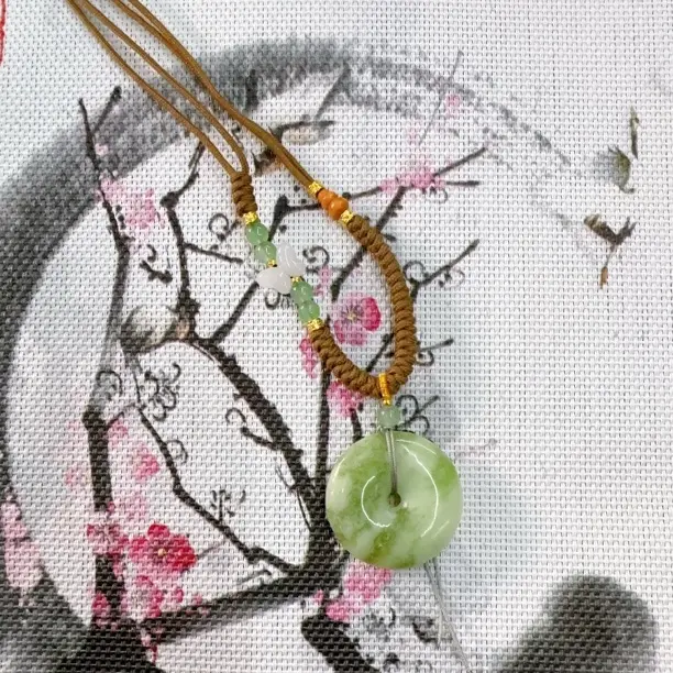 平安扣冰润浅绿飘花挂件男女款送绳时尚气质