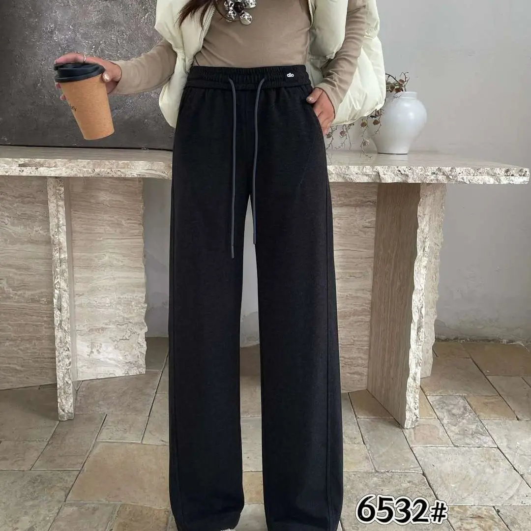 高品质秋冬加绒阔腿裤高腰显瘦垂感宽松休闲百搭女裤