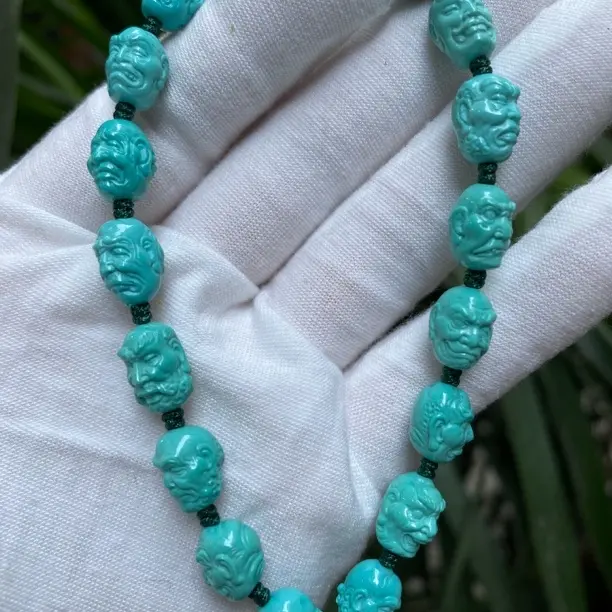 原矿纯天然绿松石精品高瓷18罗汉手持