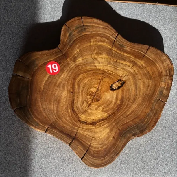 19尺寸38*34*5榆木原木板手原木隔热干泡台茶托底座中式手工复古