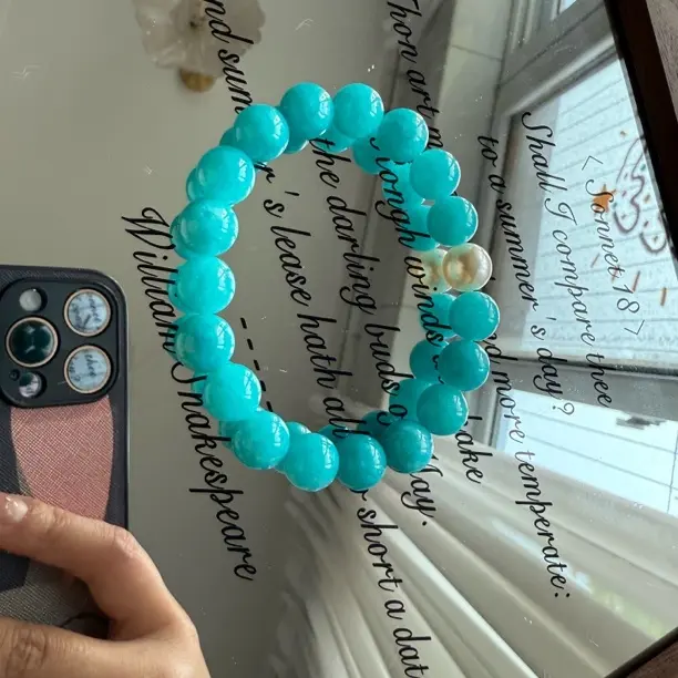 天河石天然蓝色单圈拍一发一白月光气质轻奢时尚原创