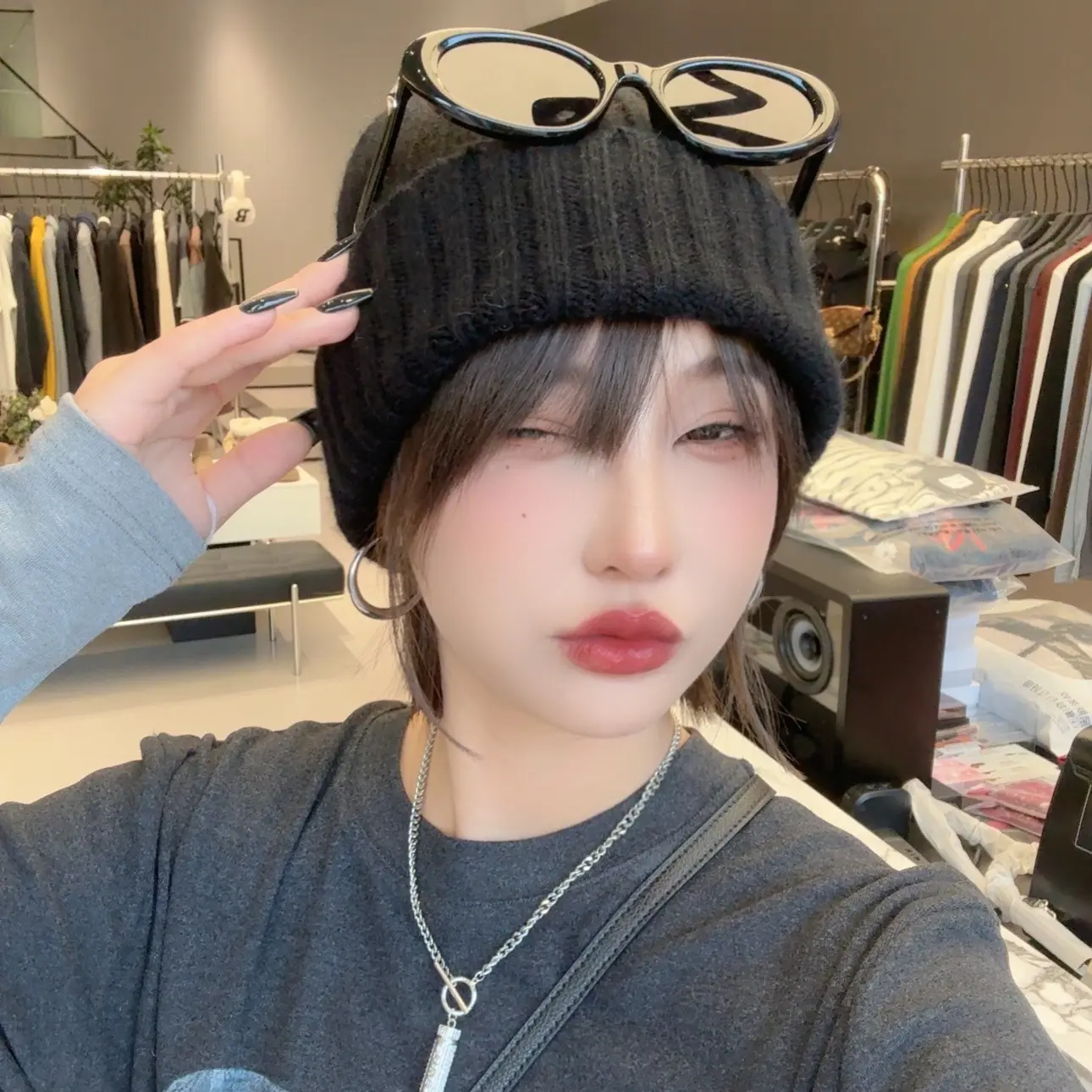 秋冬韩版针织帽毛线帽子显脸小堆堆帽