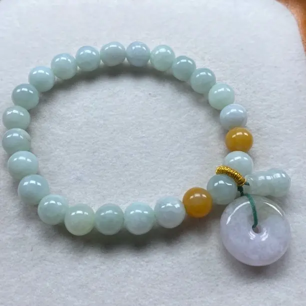 翡翠A货卡8mm平安扣手串，多样性发