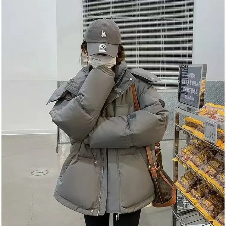 新款短款灰色加厚冬季女小个子面包服