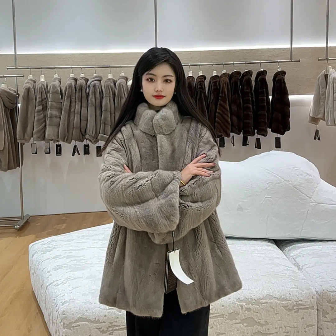 水貂立翻领全抽刀皮草外套女宽松显瘦轻奢百搭秋冬新款