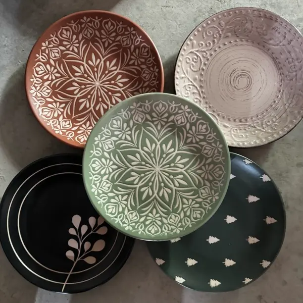 浮雕设计款ins风深汤盘家用高颜值沙拉甜品盘