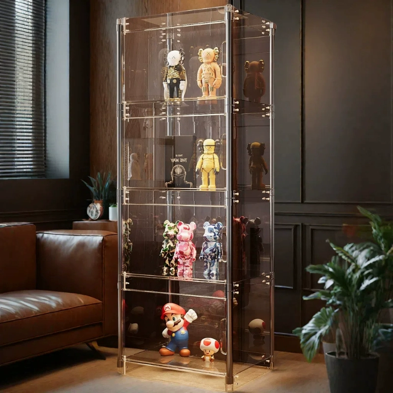盲盒手办展示柜带灯透明展示柜适用乐高模型积木玩具收纳架