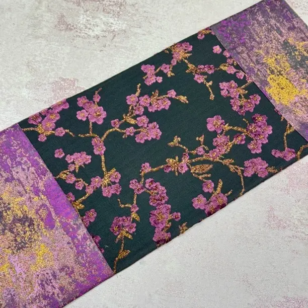 万玺堂原创紫金冰梅漳绒中式精美拼接布艺茶席