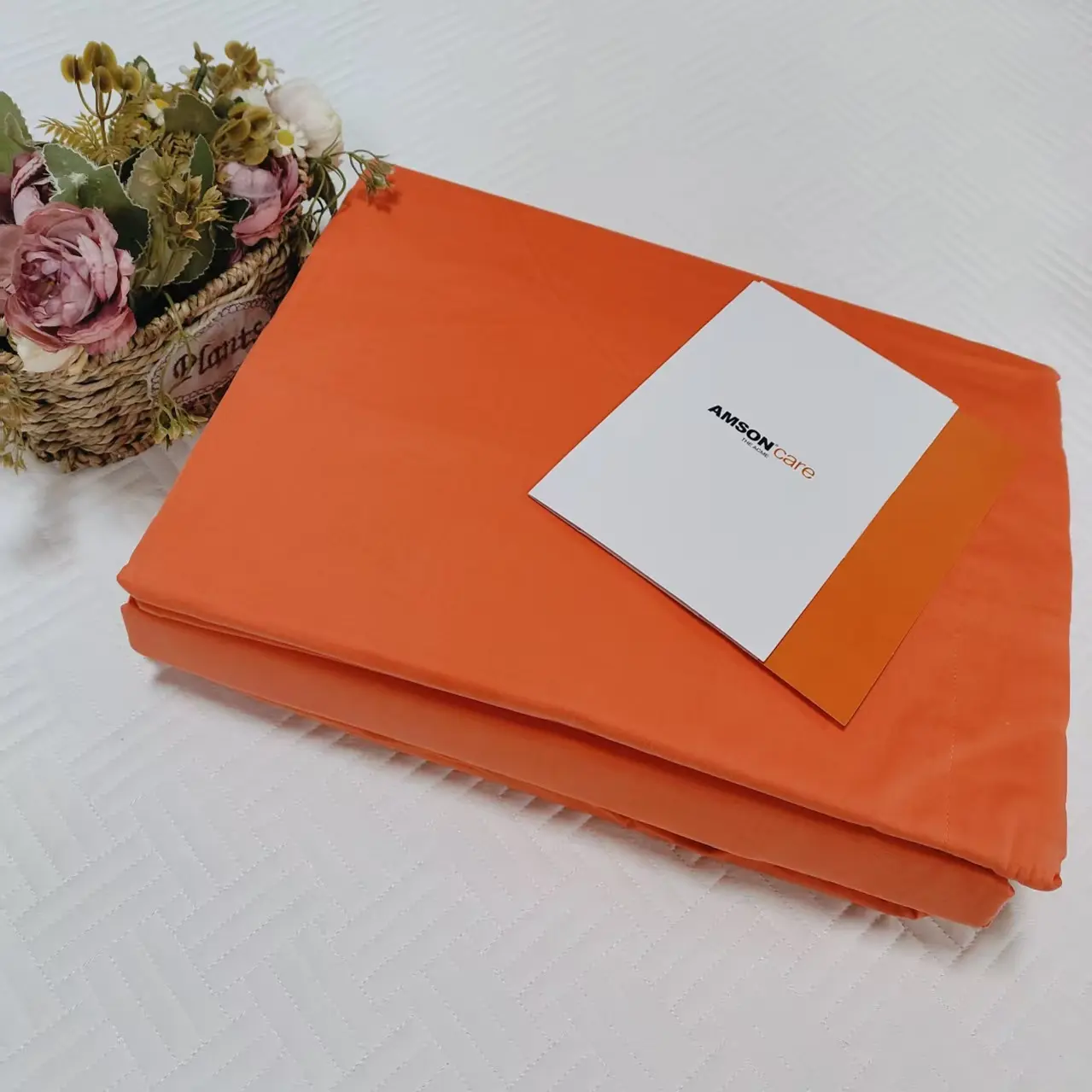 包装坏了AMSON床笠长绒棉三件套200*220～W332丹桔