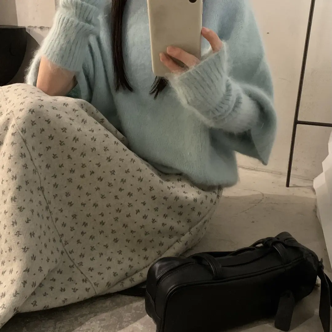 秋冬盐系法式气质针织衫毛衣温柔风半身裙炸街两件套女