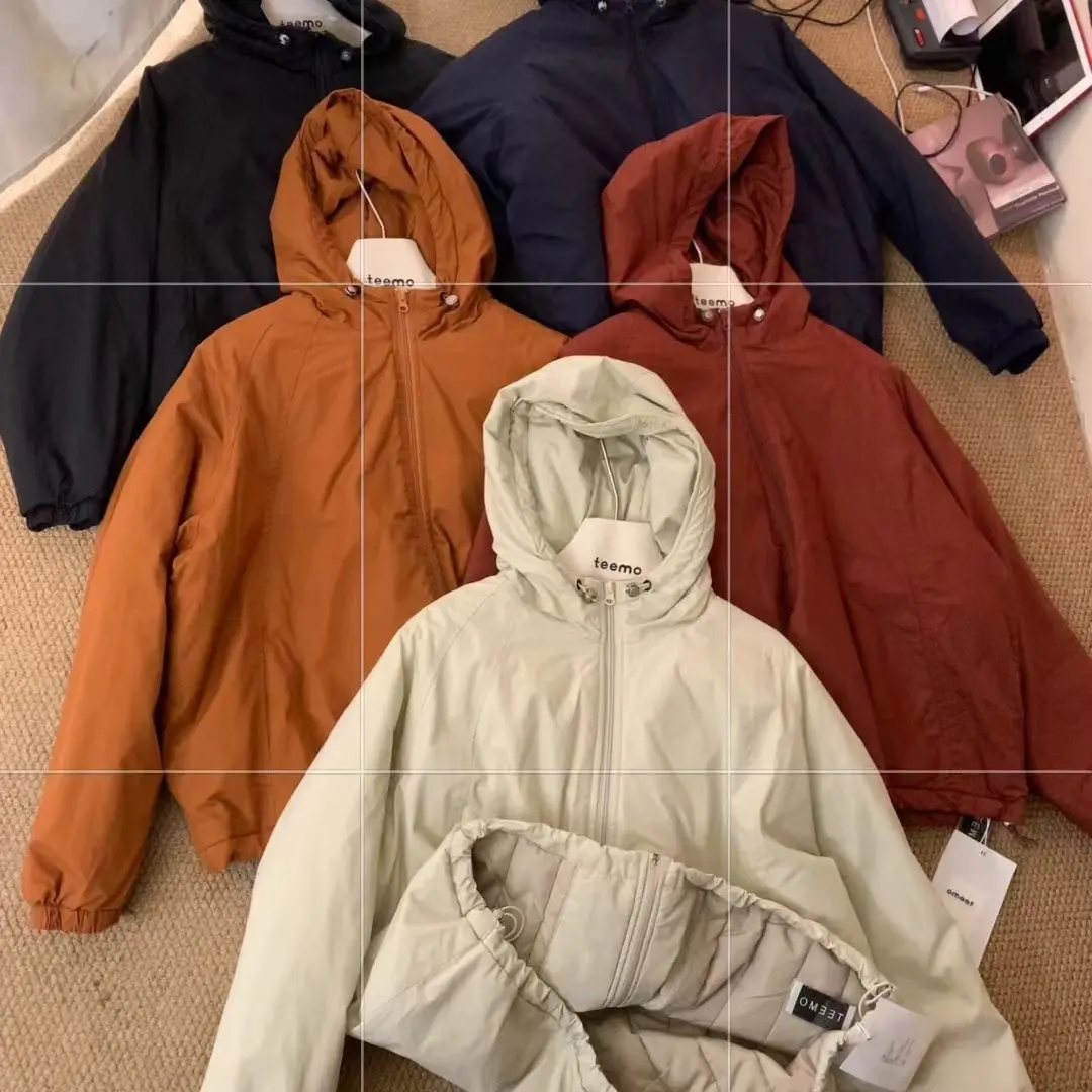 休闲连帽加厚夹棉宽松棉衣外套女秋冬保暖百搭棉服上衣