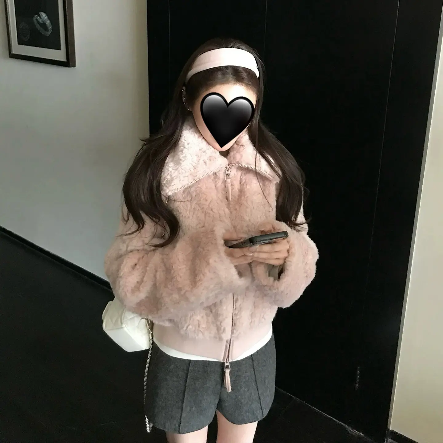 秋冬百搭翻领羊羔毛外套贵气千金小个子上衣