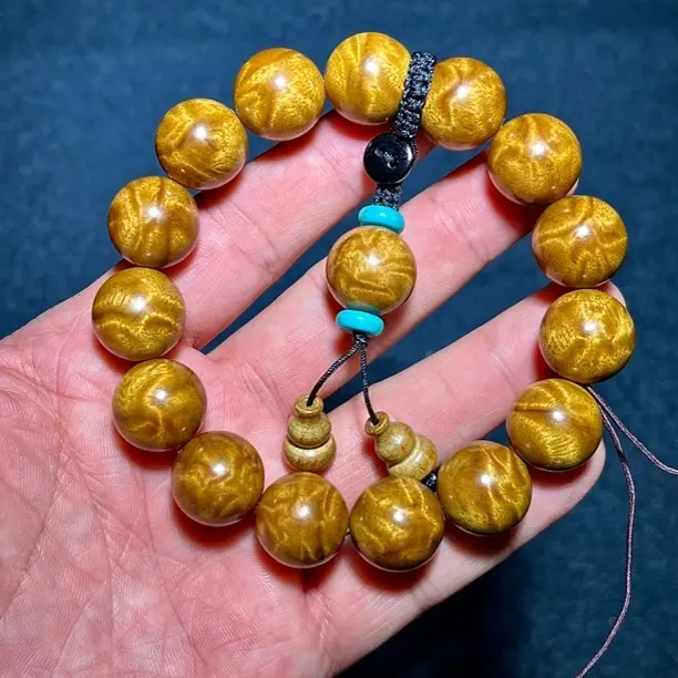 正宗 金丝楠小叶桢楠 枯木料 龙胆纹 玻璃底 1.5 文玩收藏手串