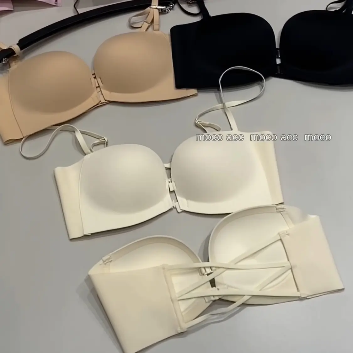 新款前扣无肩带内衣女夏季防滑聚拢小胸显大美背隐形抹胸