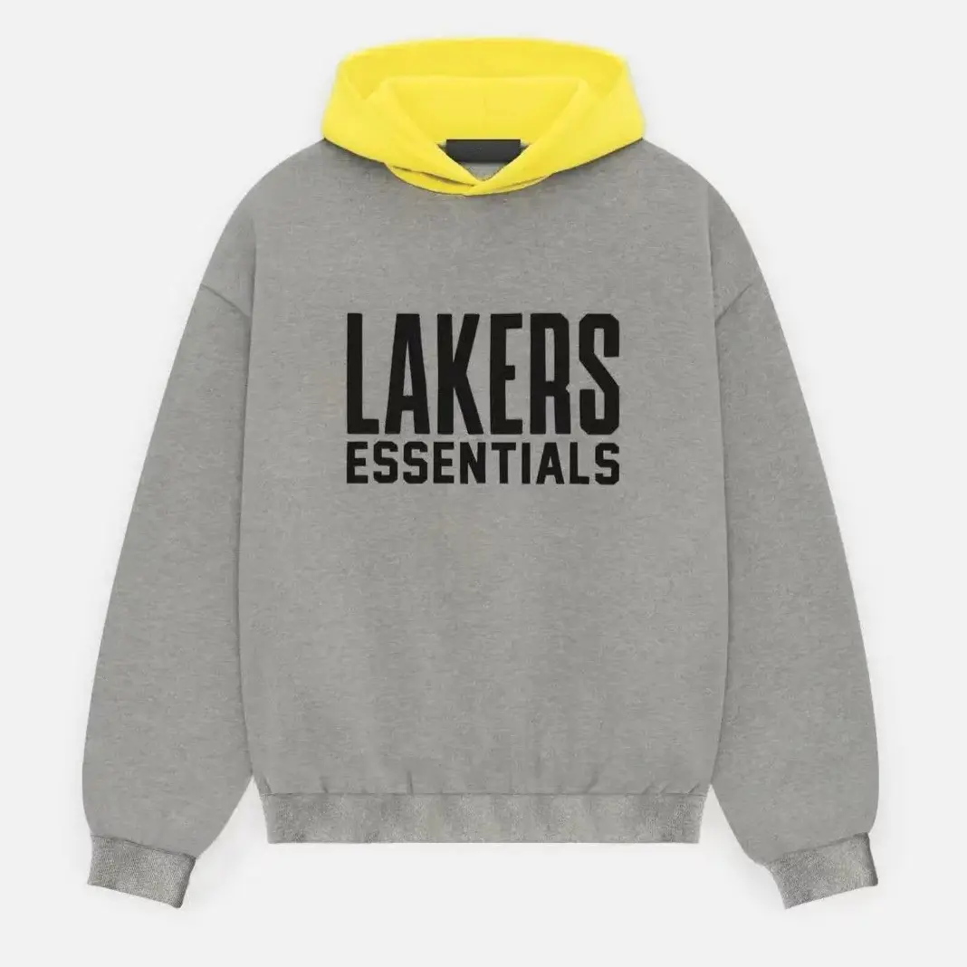 新款球队湖人联名空气层纯棉连帽卫衣男女同款春秋宽松