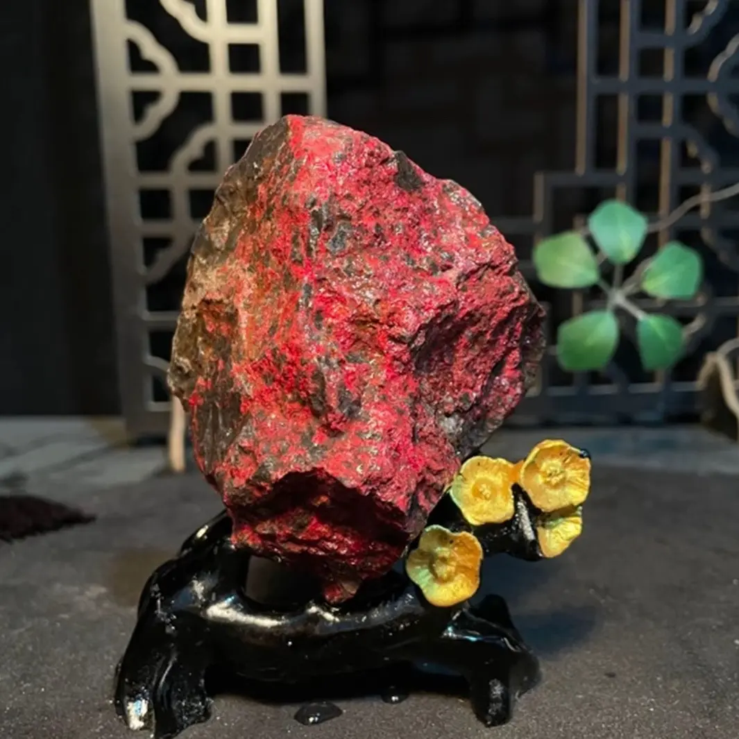 天然辰砂万山朱砂原矿石吧台茶几玄关高含量小摆件448克