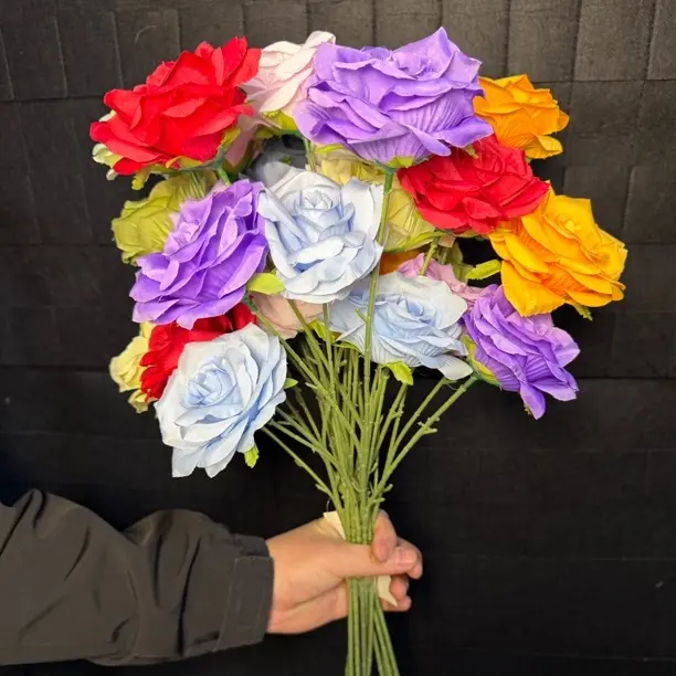 三头钻石玫瑰仿真花居家装饰摆件