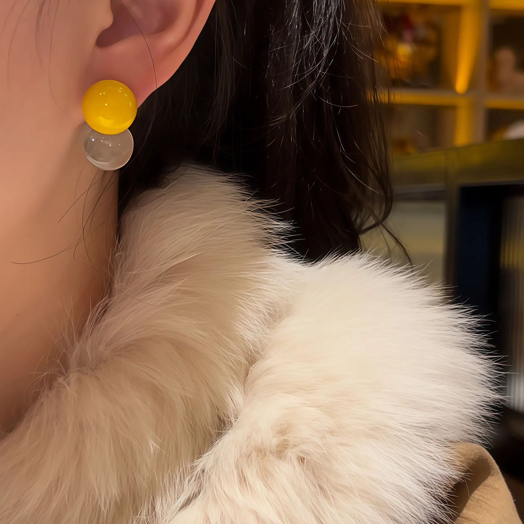 铜合金亚克力耳饰 法式复古不规则轻奢小众设计感