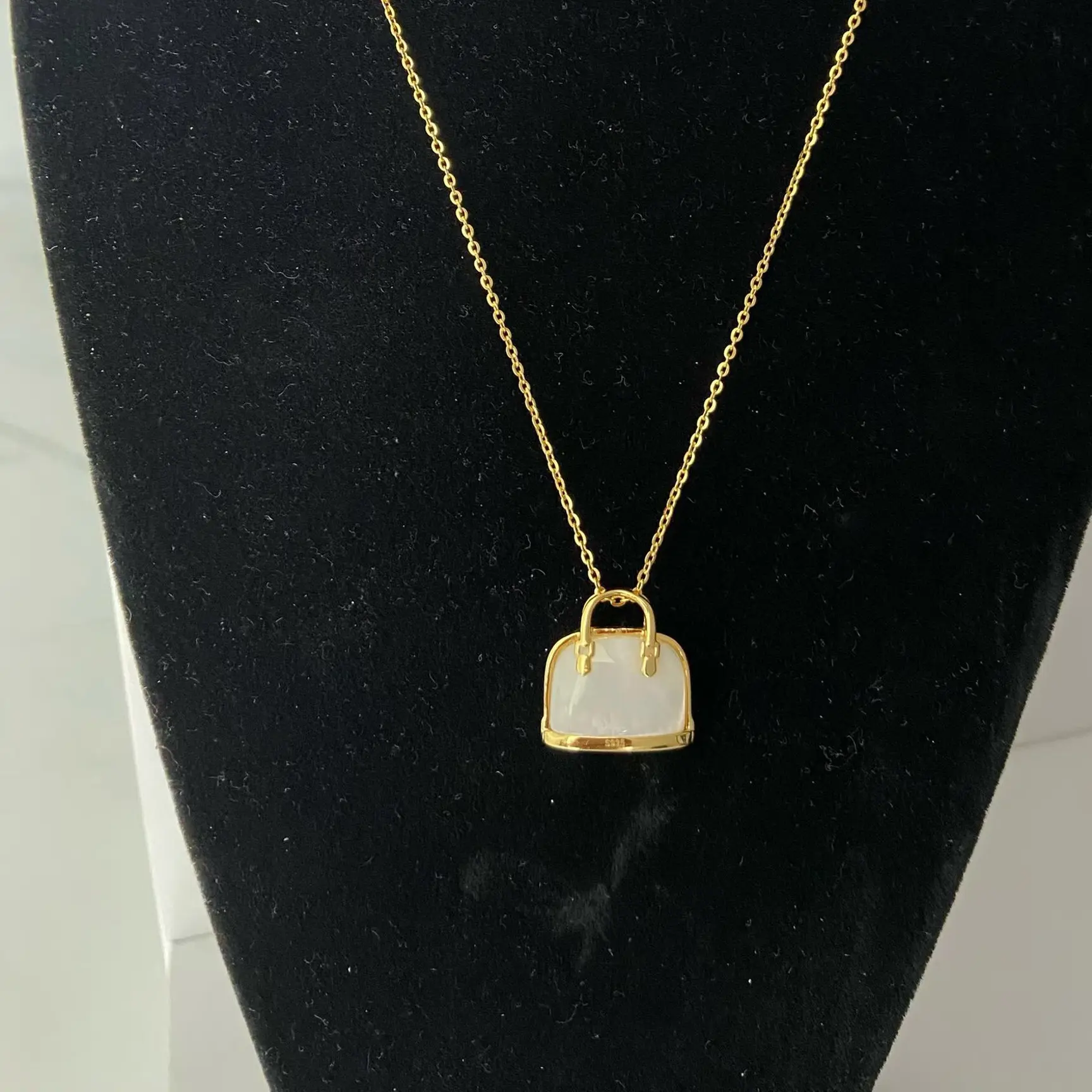 坠链均925银贝壳 925银莫桑石坠链香包气质百搭简约法式