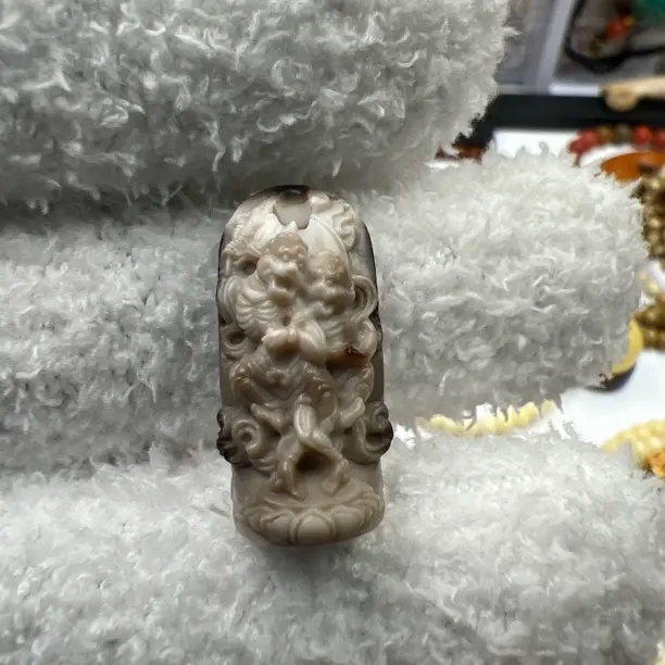 非金属大理石手链 象神天然原矿高渗透料天地孔11+mm文玩配饰珠