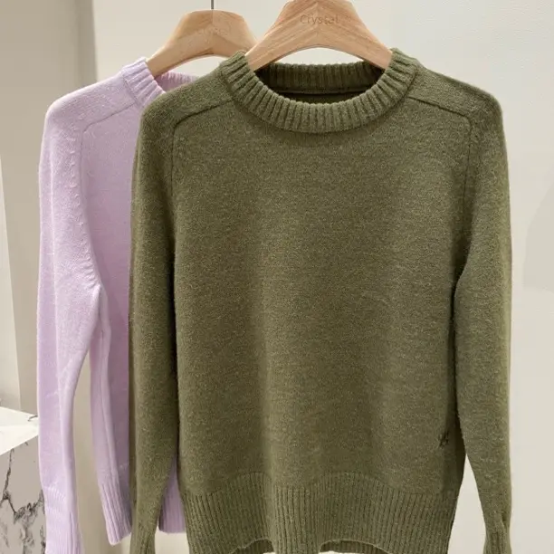 加厚纯山羊绒圆领针织打底衫休闲百搭
