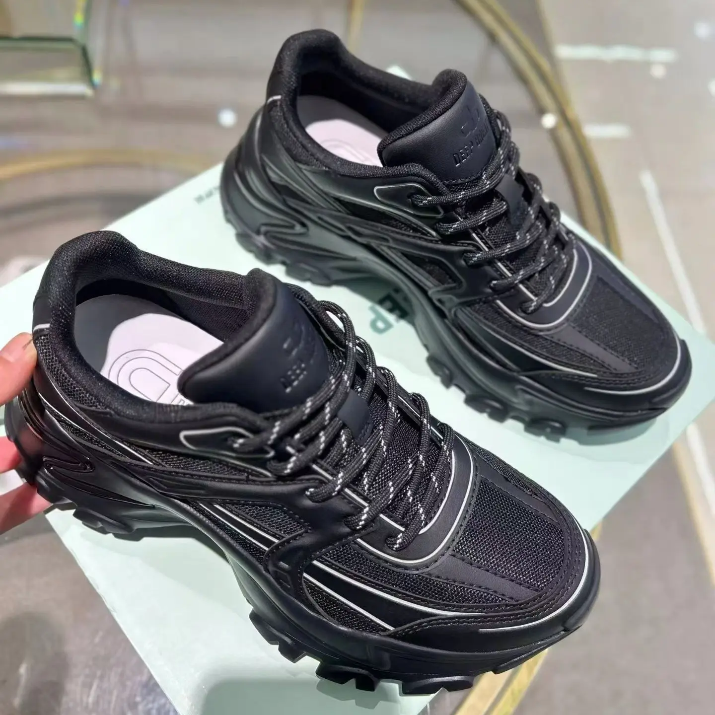 深呼吸女鞋增高厚底时尚曲线绑带老爹鞋休闲鞋AX12358