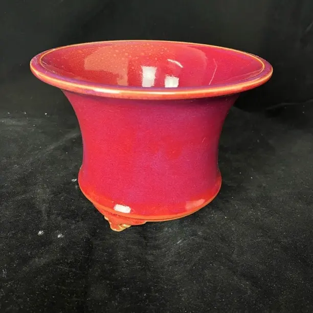 高温窑变文人斗笠釉盆，适用于盆景的桌面盆