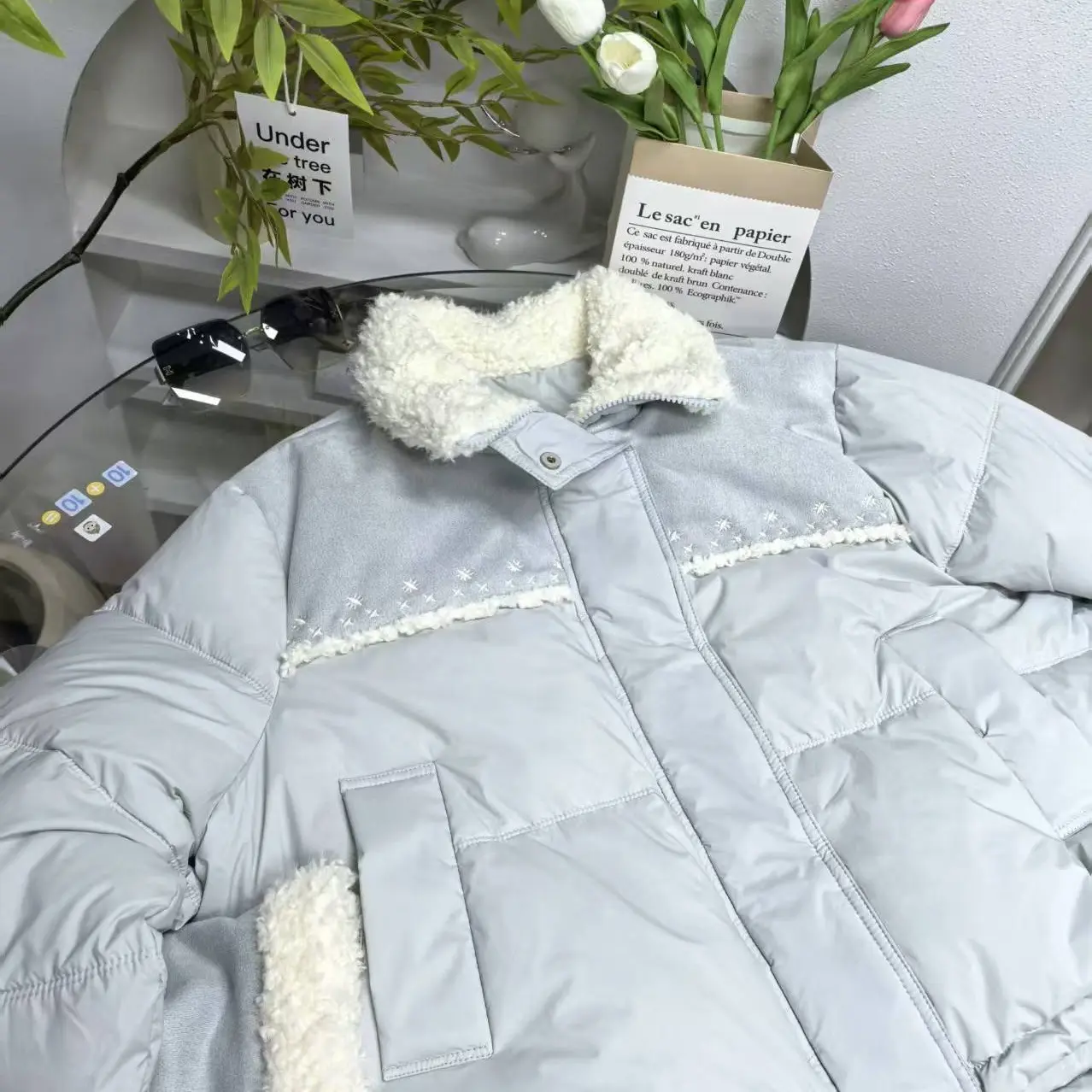 【国标羽绒服】立领短款女童冬季白鸭绒外套宽松显瘦拼接设计感洋气