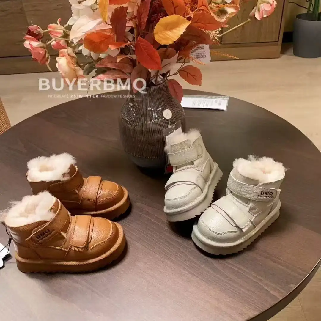 冬季新款大棉雪地靴头层牛皮加绒加厚保暖防水防滑棉鞋