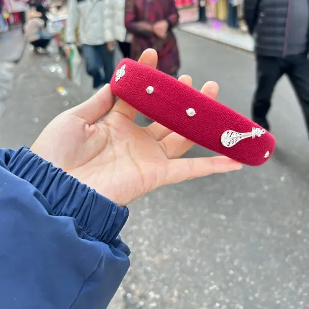 红色系简约风高颅顶女款彝族发箍秋冬百搭时尚头饰