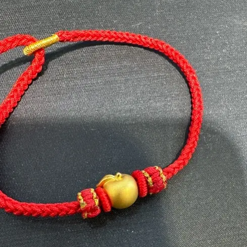 足金苹果平安果转运珠编织手链男女佩戴物节日礼物