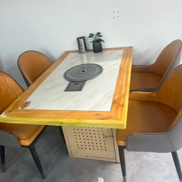 煤气灶一体商用烤肉桌椅