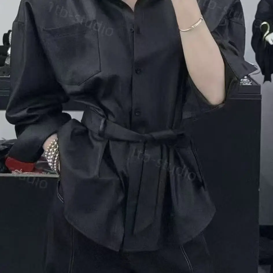 翻领宽松复古INS风气质高级感垂坠感衬衫女出游服饰