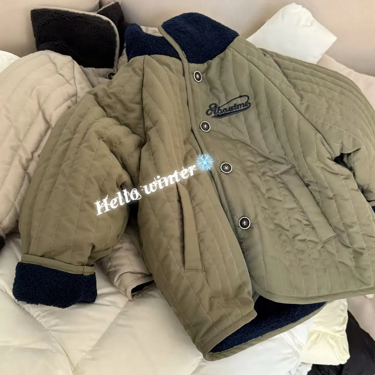 韩版两面穿夹棉棉服秋冬季洋气保暖儿童外套棉衣潮