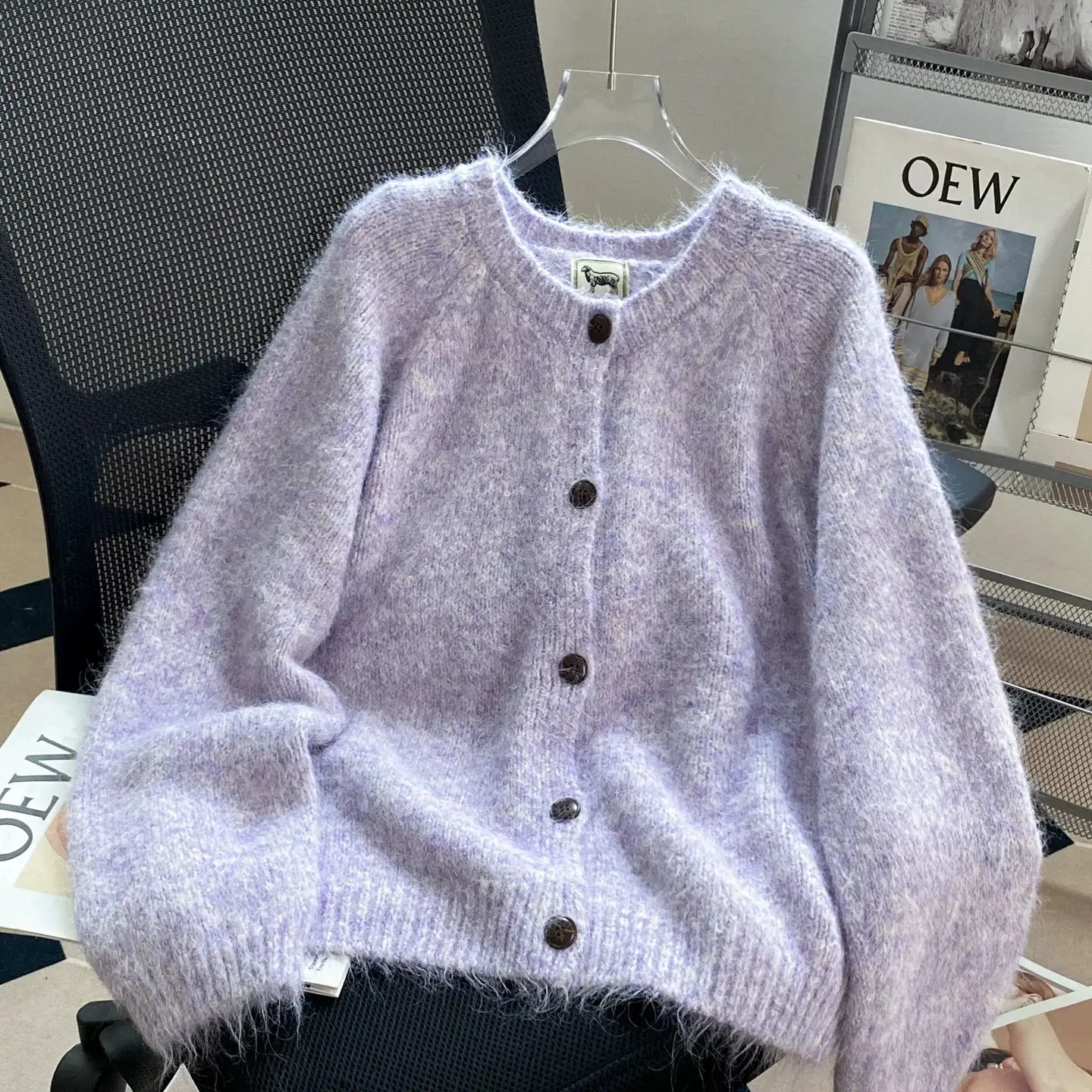 常规春秋冬复古毛针织衫针织宽松小香风长袖上衣薄款